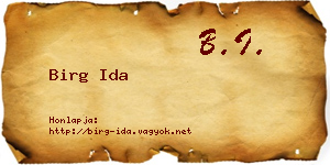 Birg Ida névjegykártya